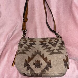 Jen & co Aztec Patterned Brown and Tan Shoulder Bag